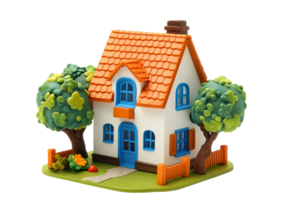 Toy house isolated on transparent background