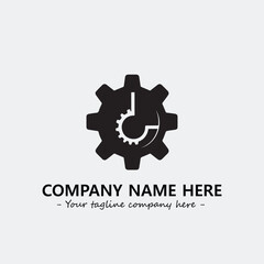 Gear illustration for logo company black and white vector image