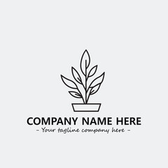 Plant illustration for logo company black and white vector image
