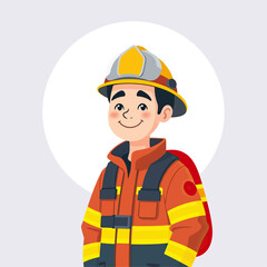 Male Firefighter Character in Uniform – Vector Illustration Set