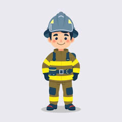 Male Firefighter Character in Uniform – Vector Illustration Set