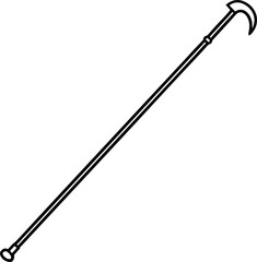 Shepherd's Crook Line Art Minimalist Stick Figure with Hooked Top and Rounded Bottom