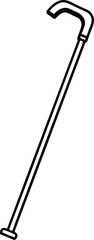 Simple Black and White of Walking Stick Isolated on White Background