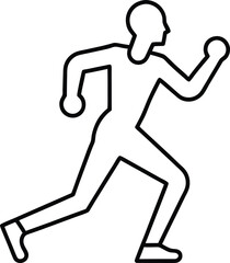 Minimalist Outline Person Running, Fitness, Workout, Training, Exercise, Black & White