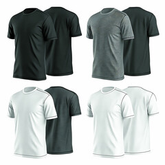 Black T-shirt design template for men, casual wear, front view, vector, blank cotton tee for fashion and retail