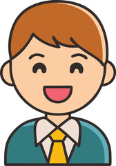 A young businessman with a cheerful expression in a suit and tie.