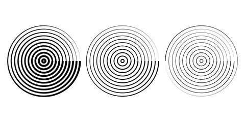 Sunburst element. Radial stripes background. Sunburst icon collection. Retro sunburst design. Vector illustration. Abstract line circle arts