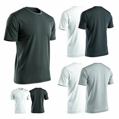 A white blank t-shirt design template for fashion clothing and casual wear, featuring a front and back view, suitable for printing or design, in vector style for men’s retail shirts