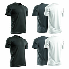 Black T-shirt Design Template for Fashion Apparel with Front and Back Views in Vector Illustration