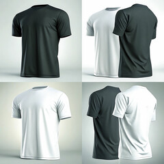 White T-shirt design template front and back view for men casual fashion