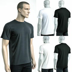 White t-shirt on mannequin front and back view casual clothing vector illustration