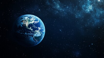 Naklejka premium the Earth is visible in the dark galaxy