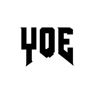 YQE letter logo design for technology company. YQE logo design black and white color combination. YQE logo, YQE vector, YQE design, YQE icon, YQE alphabet. YQE typography logo design.