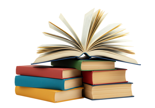 Multiple Open Books Stacked on Top of Each Other