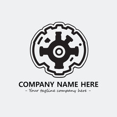Gear illustration for logo company black and white vector image