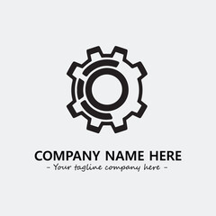 Gear illustration for logo company black and white vector image