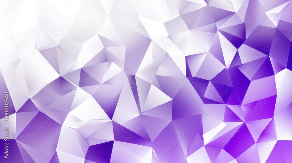 Poster modern abstract geometric background in violet hues with interconnected triangular facets and a soft