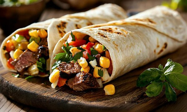 Grilled beef burritos