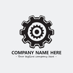 Gear illustration for logo company black and white vector image