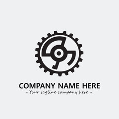 Fototapeta premium Gear illustration for logo company black and white vector image