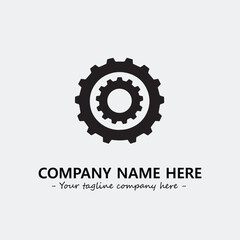 Gear illustration for logo company black and white vector image