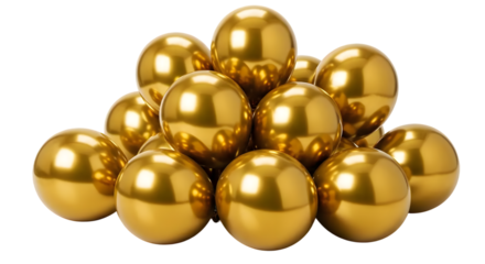 Shiny Gold Balls Arrangement Pile Reflective Decorative Sphere Background for Festive Celebration or Luxury Theme Concept Design