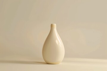 Minimalistic white ceramic vase on a soft beige background, showcasing its elegant teardrop shape