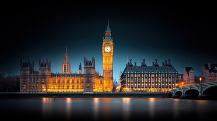 Fototapeta premium Illuminated Parliament Buildings at Night