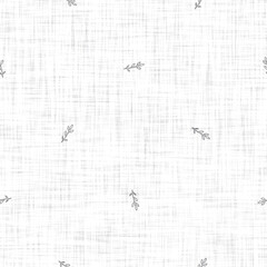 White neutral minimal woodland tree motif with Linen effect texture for baby nursery seamless background. Modern muted simple soft motif pattern for wallpaper, home decor white gray design. 