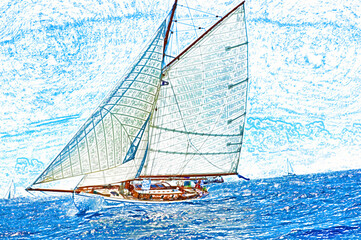 Yacht d'epoca in regata.