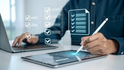 Human Resources Management Concepts, HR, Women officer's selection of personnel based on qualifications from online resume documents, CRM, Recruitment Consultants, Headhunter, recruitment agency