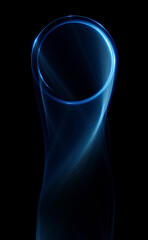 Swirl Stage. Neon glowing circles. Light Trails. Glint bright spiral. Motion ellipse..Slow shutter light trajectory. Long shiny tape. Accelerate twisted ribbon. Glowing dynamic lines.