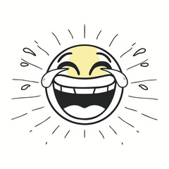 Cheerful Laughing Emoji Vector Smiley Face Illustration