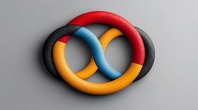 Interconnected Colorful Rings Forming Infinity Symbol on Gray Background