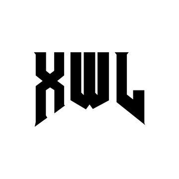 XWL letter logo design for technology company. XWL logo design black and white color combination. XWL logo, XWL vector, XWL design, XWL icon, XWL alphabet. XWL typography logo design.