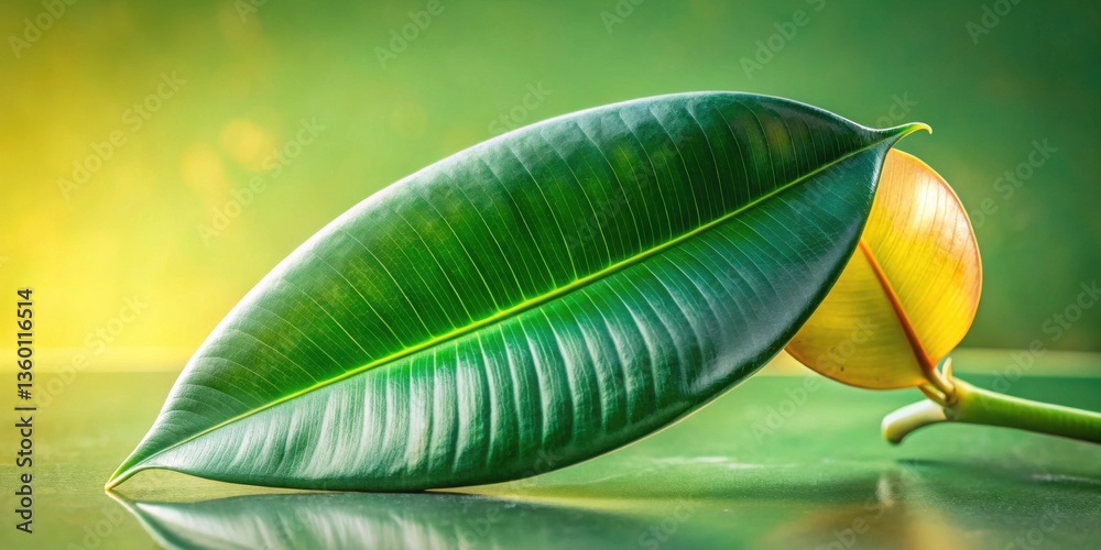 Poster vibrant green leaf close-up displaying intricate veins and lush texture