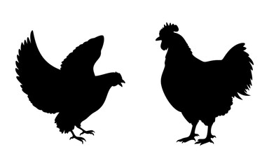 Fototapeta premium Hen Black Silhouette Collection Vector Design