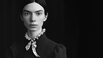 Portrait of Emily Dickinson based on 1846&ndash;1847 daguerreotype when she was approximately 16, visual reconstruction via AI
