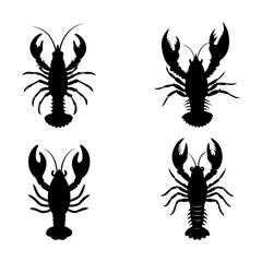 Lobster Black Silhouette Collection Vector Design