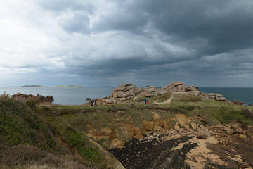La côte de granit rose à Ploumanac'h en Bretagne l'hiver - France