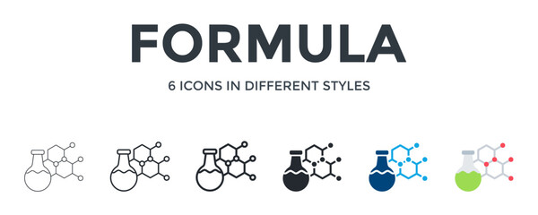 Formula  Icon In Different Style Vector Illustration. Designed In Thin Line, Regular Line, Bold Line, Glyph, Color Fill, And Flat Style Can Be Used For Web