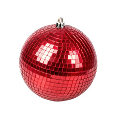 Red disco ball isolated on transparent background  
