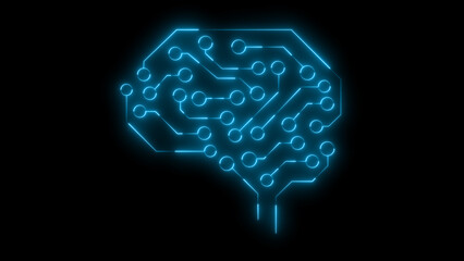 Glowing Circuit Brain – Artificial Intelligence Concept. High-Tech Brain Structure with Neural Connections. Smart Technology Brain – Data and AI Concept illustration.