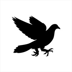 Obraz premium Pigeon flying silhouette icon vector flat design.