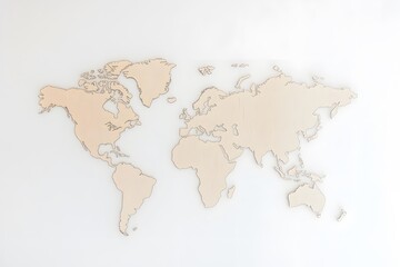 Minimalistic World Map Outline with Free Space