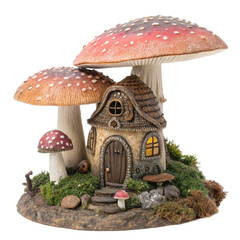Magical mushroom hut isolated on transparent background  
