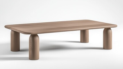 Modern Wooden Coffee Table with Unique Cylindrical Legs Stylish Home Furniture Design