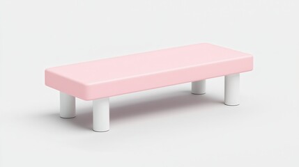 Modern Pink Bench with White Legs Perfect for Minimalist Interior Design and Childrens Rooms
