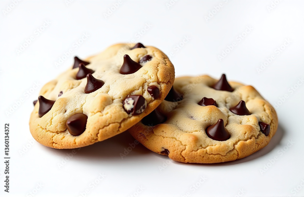 Poster delicious chocolate chip cookies sit perfectly on a clean and simple white background waiting to be 