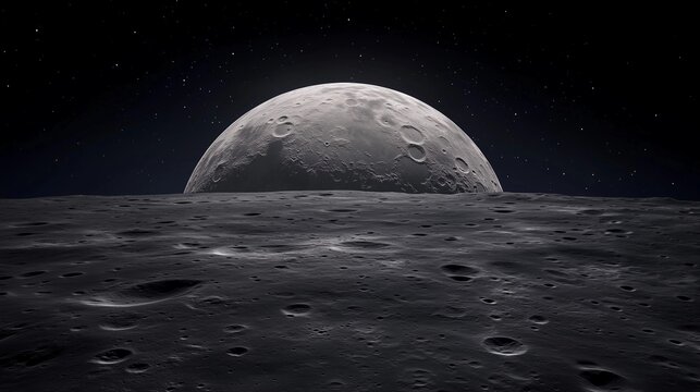 A close up of a moon with a dark background. The moon is the main focus of the image